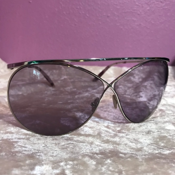 NEW * Tom Ford Stevie 59mm Polarized Aviator Sunglasses Shiny Palladium Burgundy - Picture 5 of 12